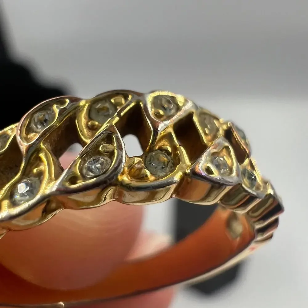 Vintage Gold Tone‎ Ring Cubic Zirconia Stones Size 9 Fashion Jewelry